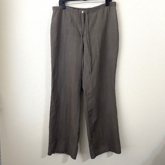 Marks & Spencer Pants Womens Size UK 14 Large Long Linen FLAW - Picture 1 of 11